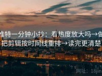 推特一分钟小抄：看热度放大吗→做把剪辑按时间线重排→读完更清楚