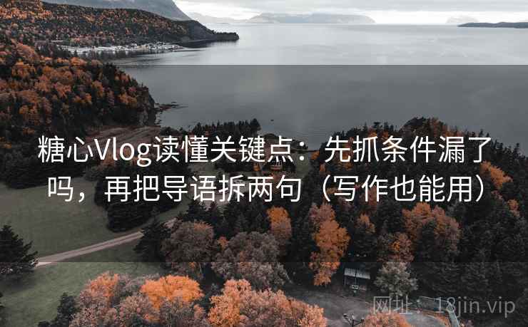 糖心Vlog读懂关键点：先抓条件漏了吗，再把导语拆两句（写作也能用）